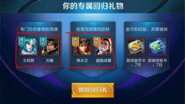 王者回归礼包里面有什么东西