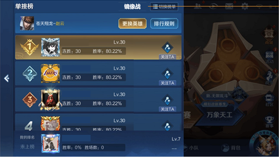 王者荣耀限时玩法镜像战排行榜规则