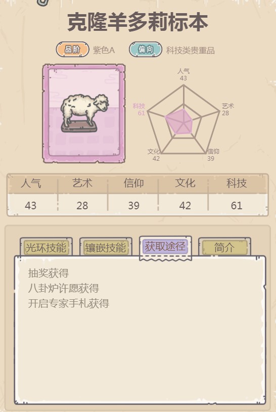 最强蜗牛克隆羊多莉标本怎么获得