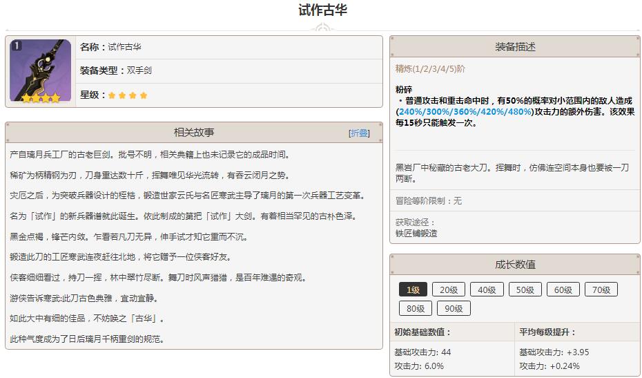 原神卢姥爷用什么4星武器