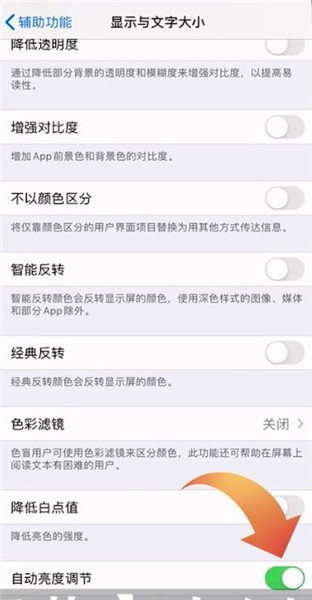 苹果的自动亮度在哪里关闭