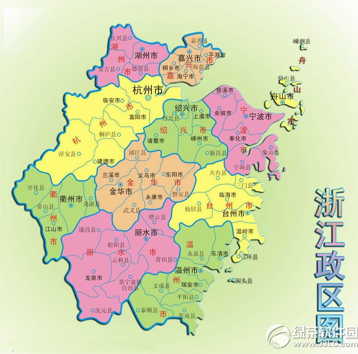 浙江省行政区域图