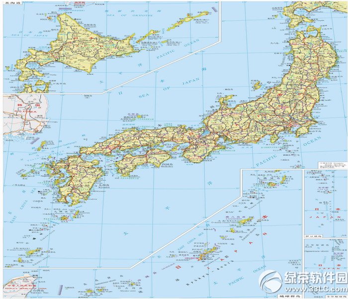 日本地图高清中文版