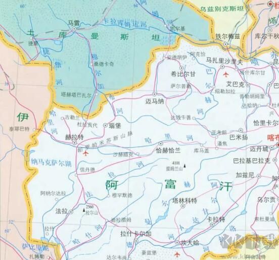 阿富汗地图中文高清版